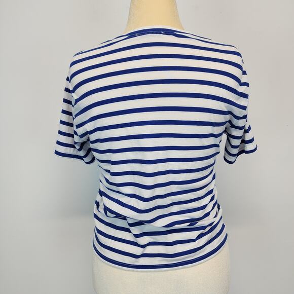 Zara Wheres Waldo T-shirt Size S Blue Stripe Round Neck Embroidered Geeky Casual - Picture 2 of 10